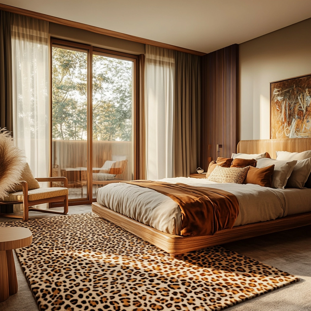 leopard rug bedroom 1