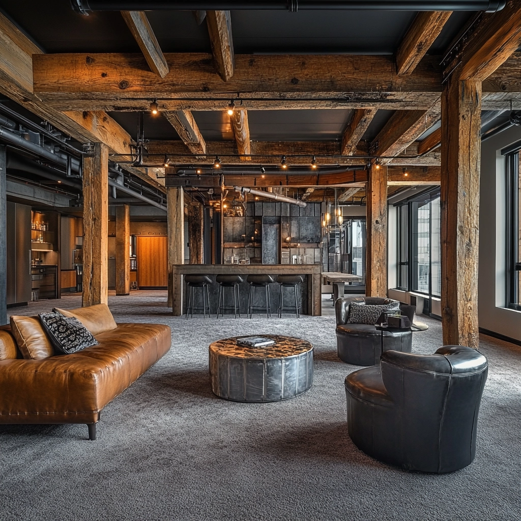living room with carpet floors 13