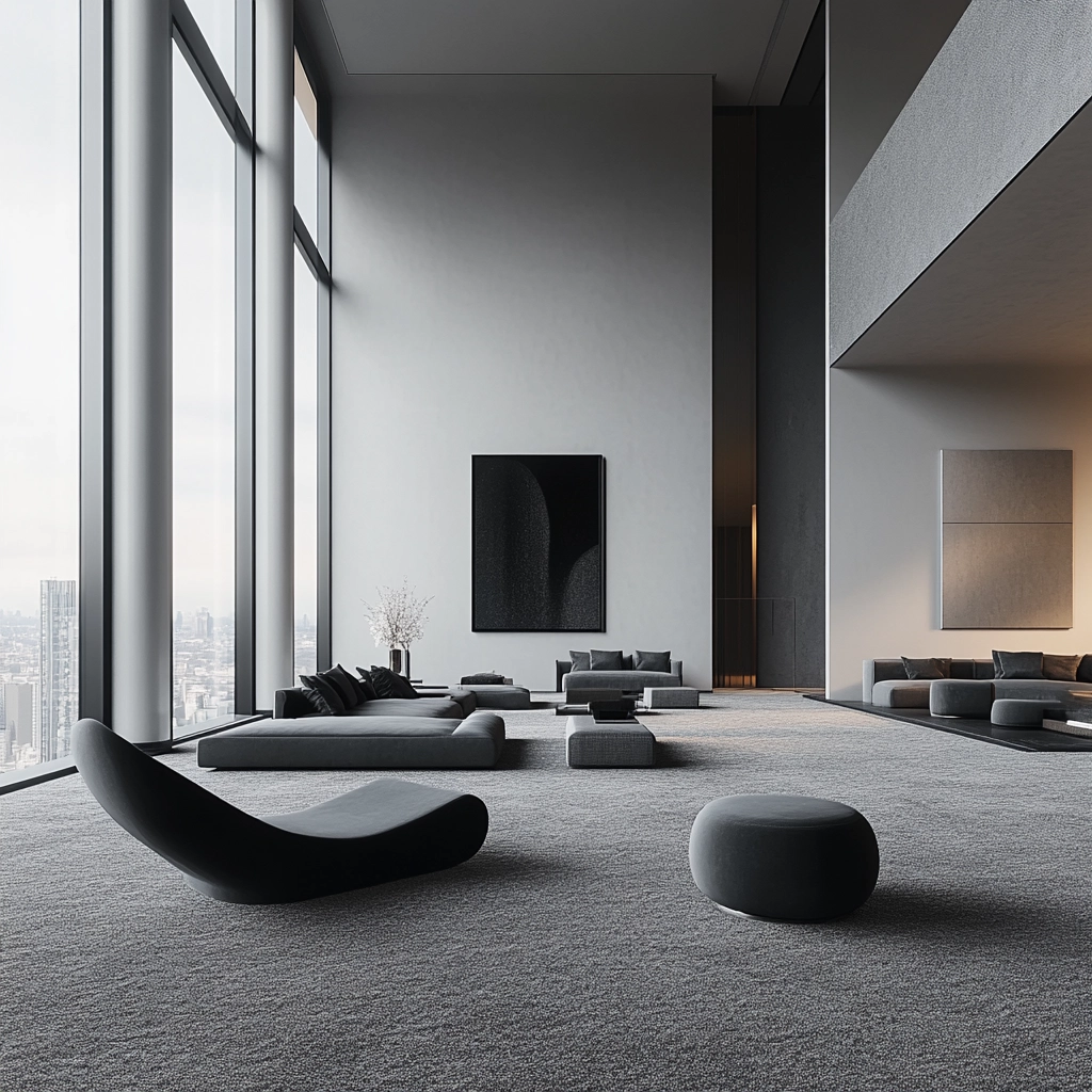 living room with carpet floors 17