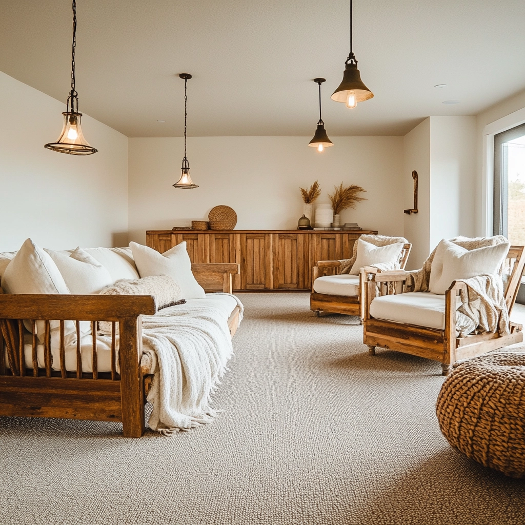 living room with carpet floors 25