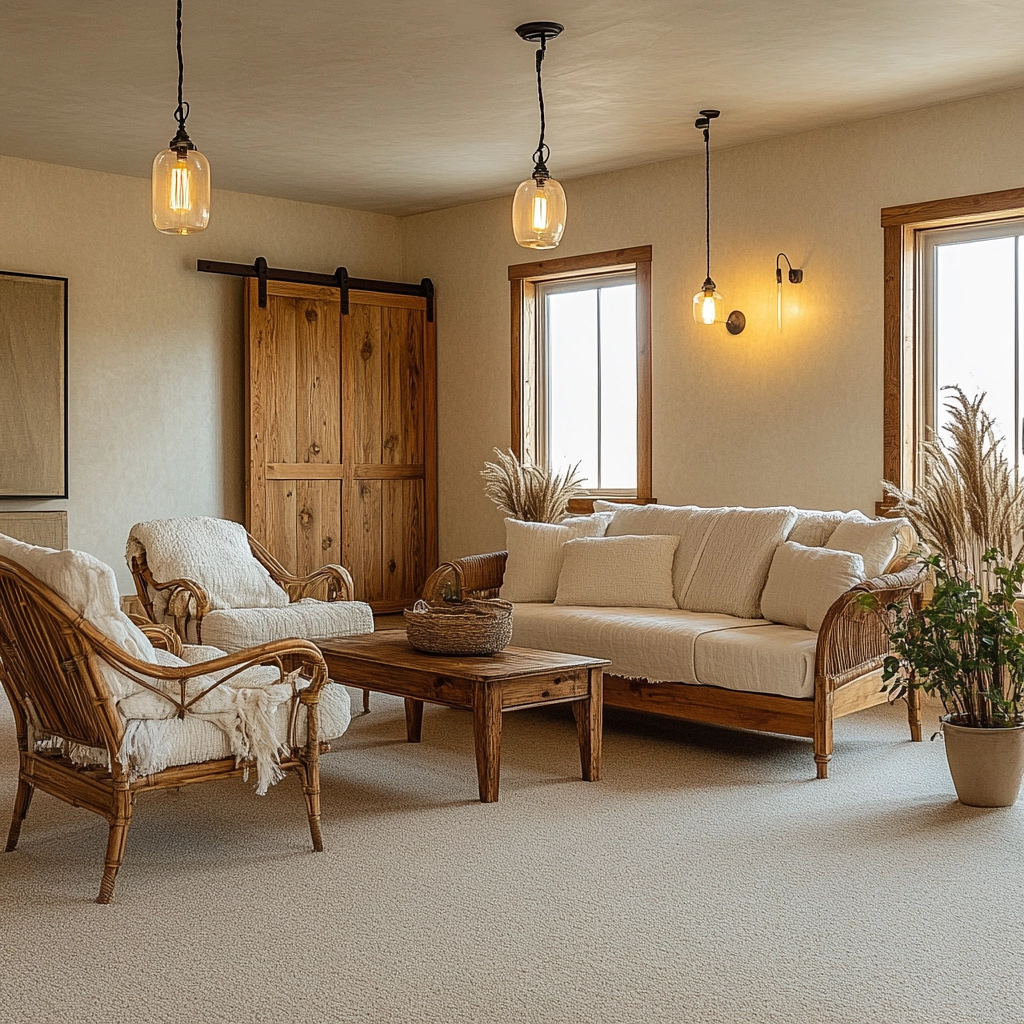 living room with carpet floors 26