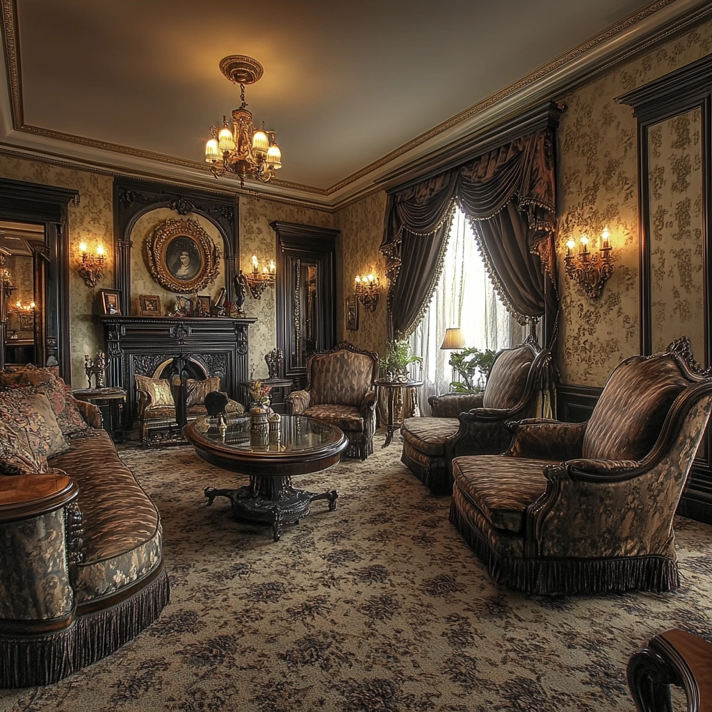 living room with carpet floors 46