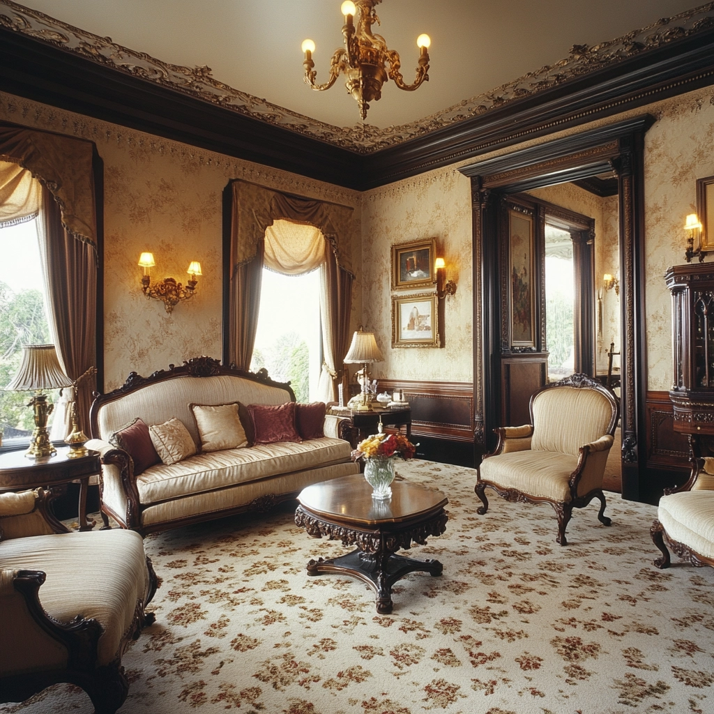 living room with carpet floors 47