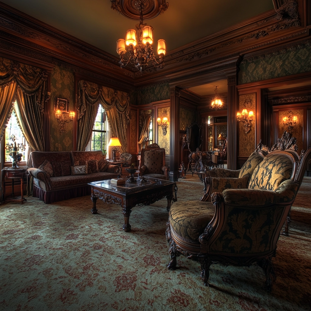 living room with carpet floors 48