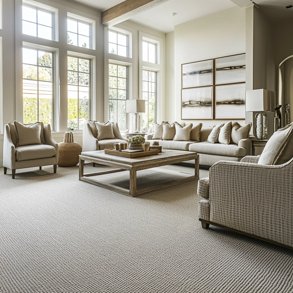living room with carpet floors 49