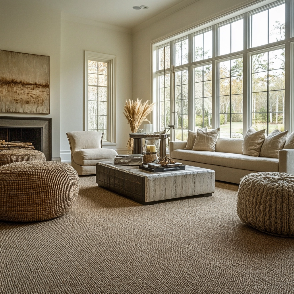 living room with carpet floors 50
