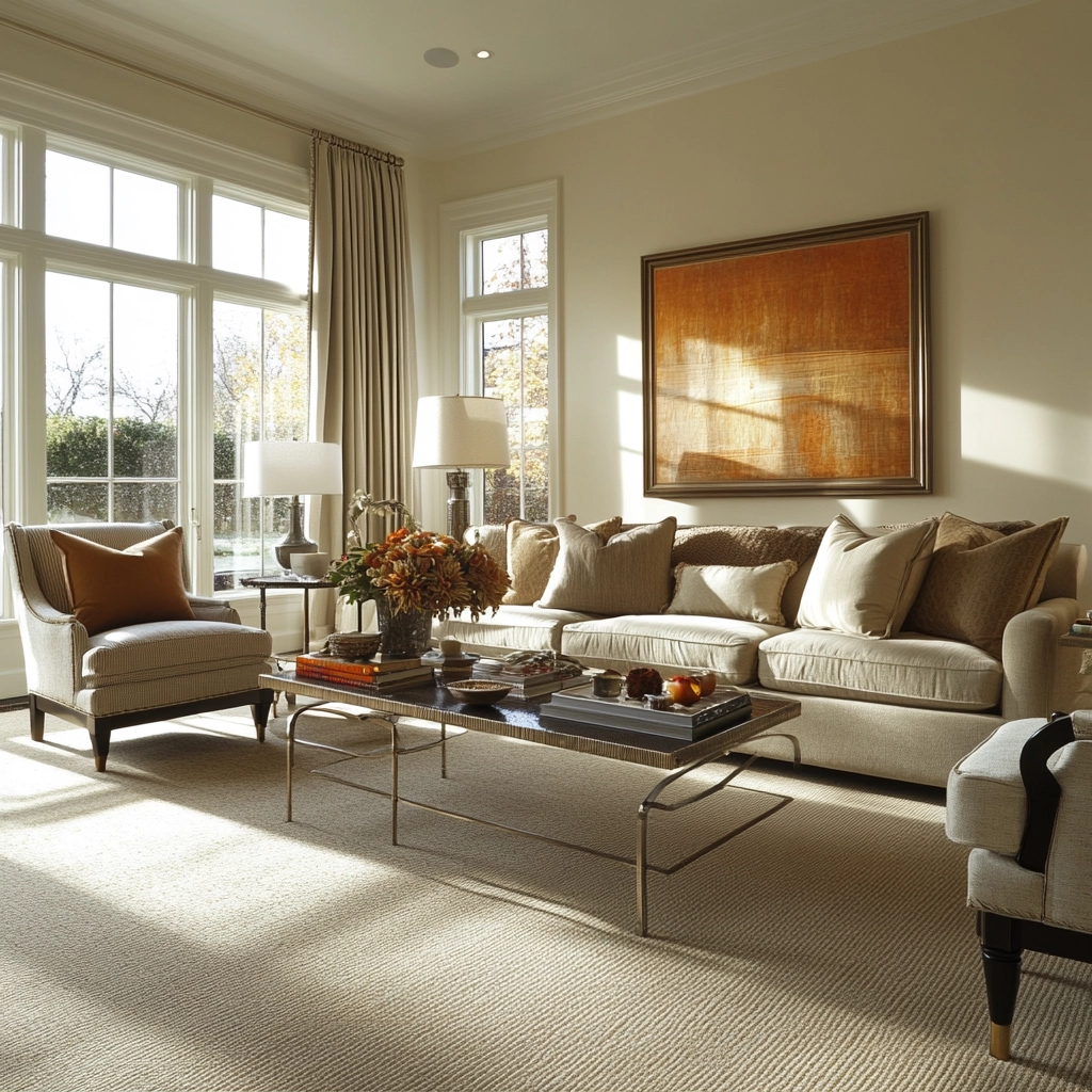 living room with carpet floors 51
