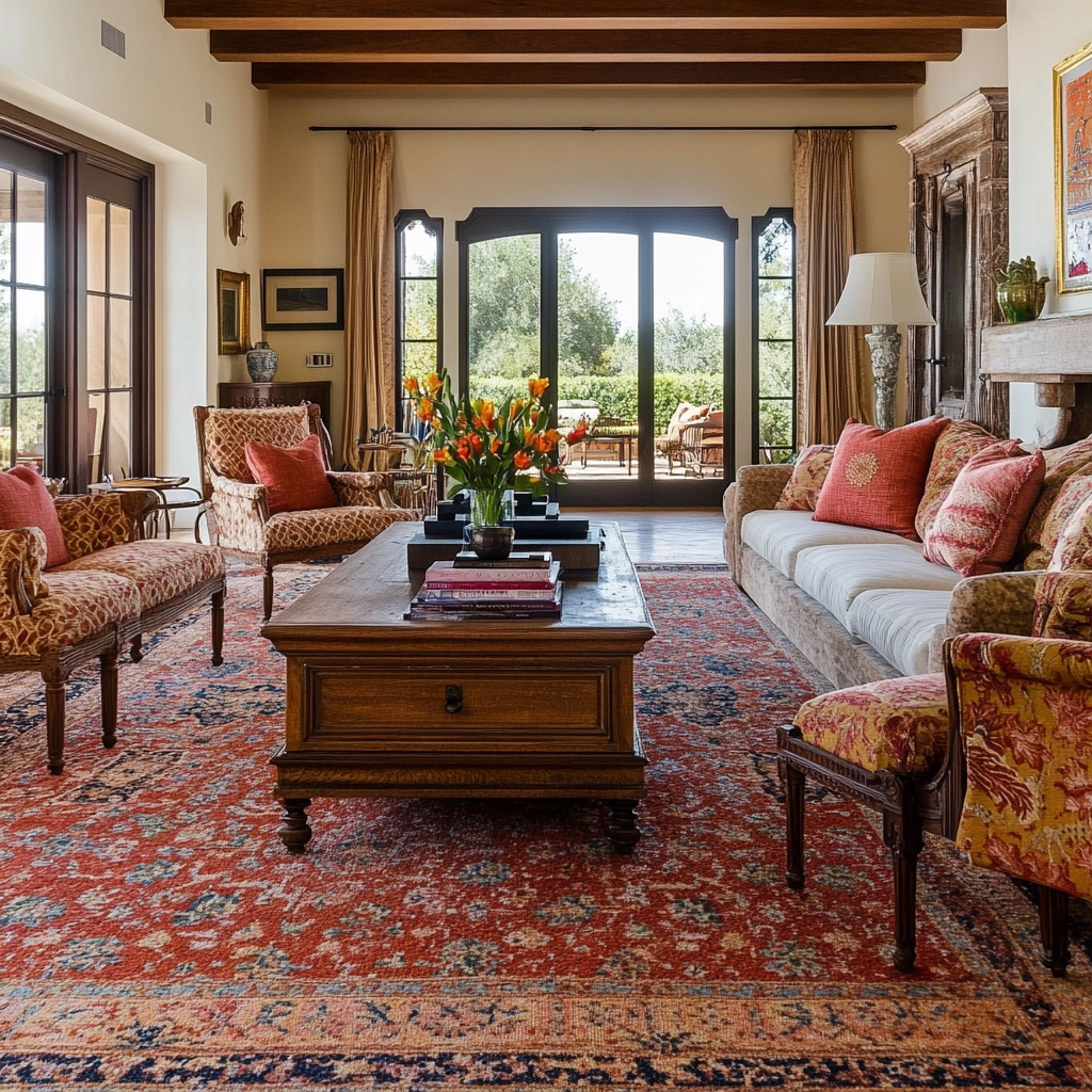 living room with carpet floors 57