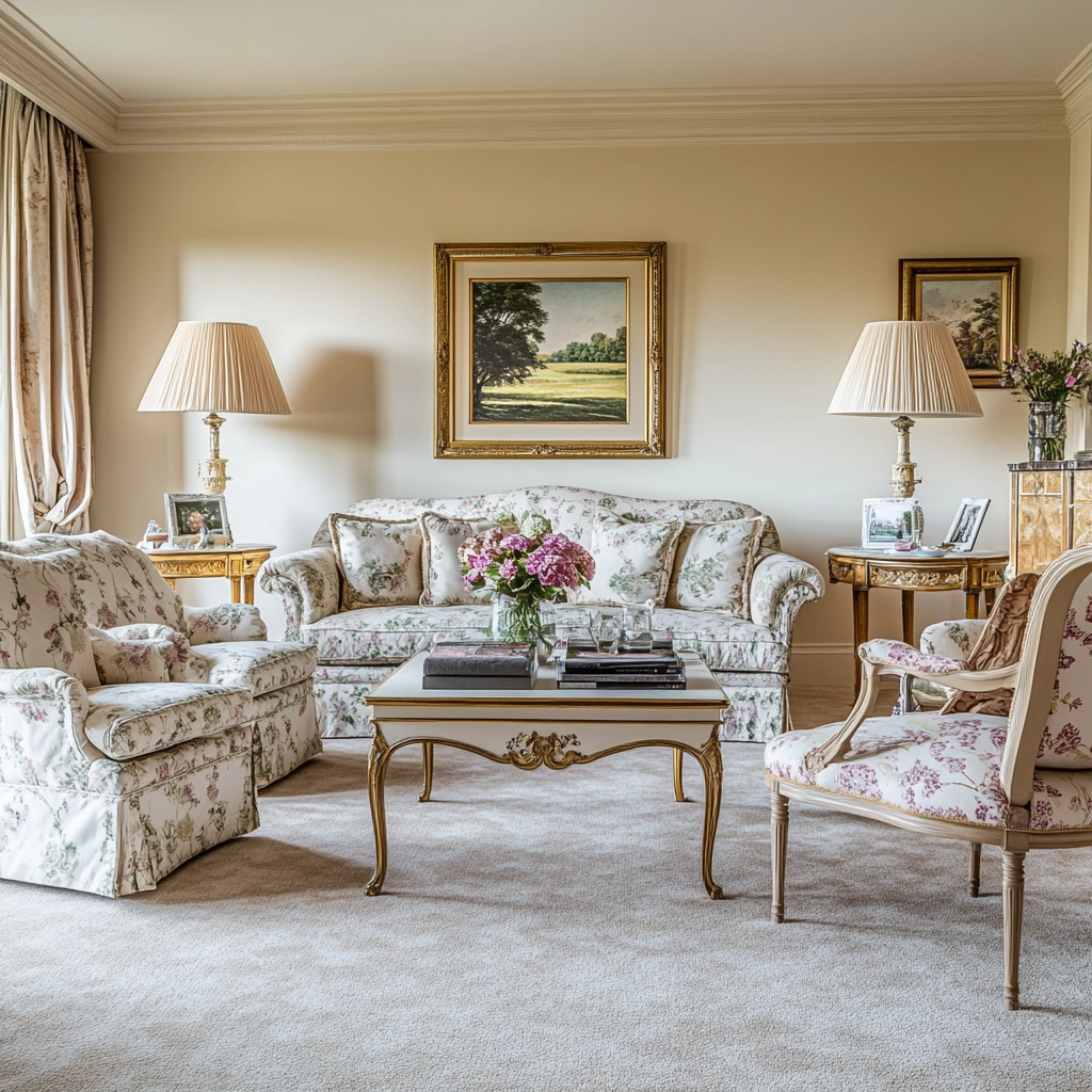 living room with carpet floors 65