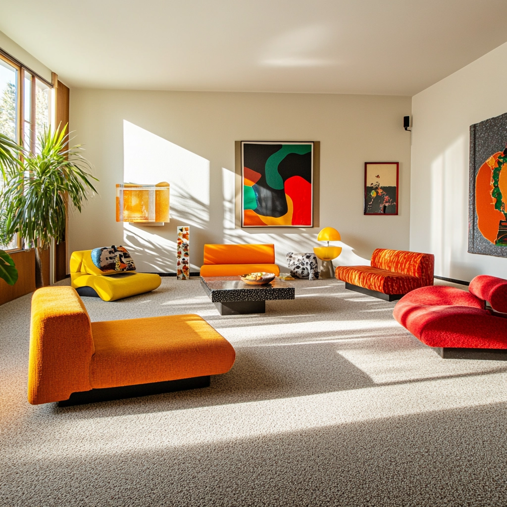 living room with carpet floors 71