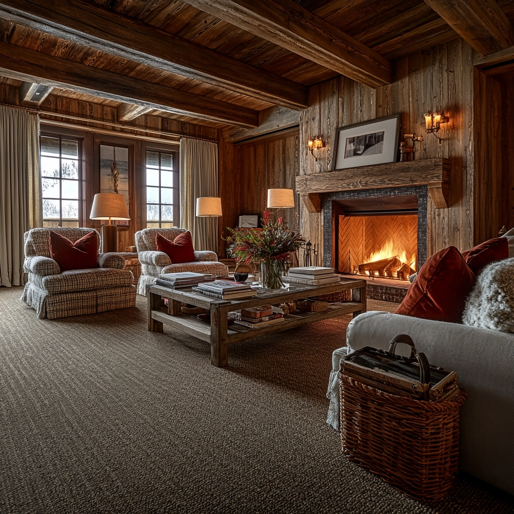 living room with carpet floors 73