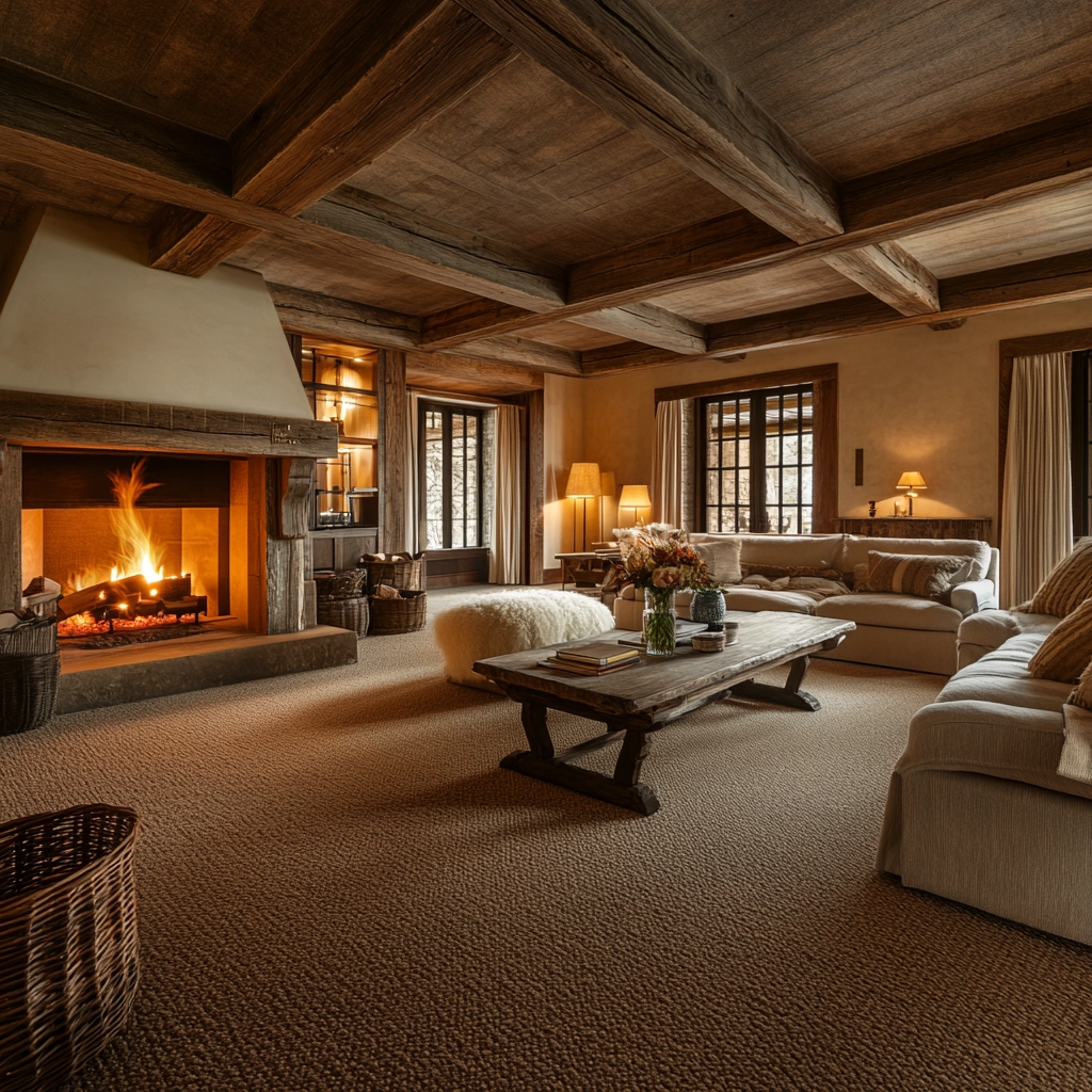 living room with carpet floors 74