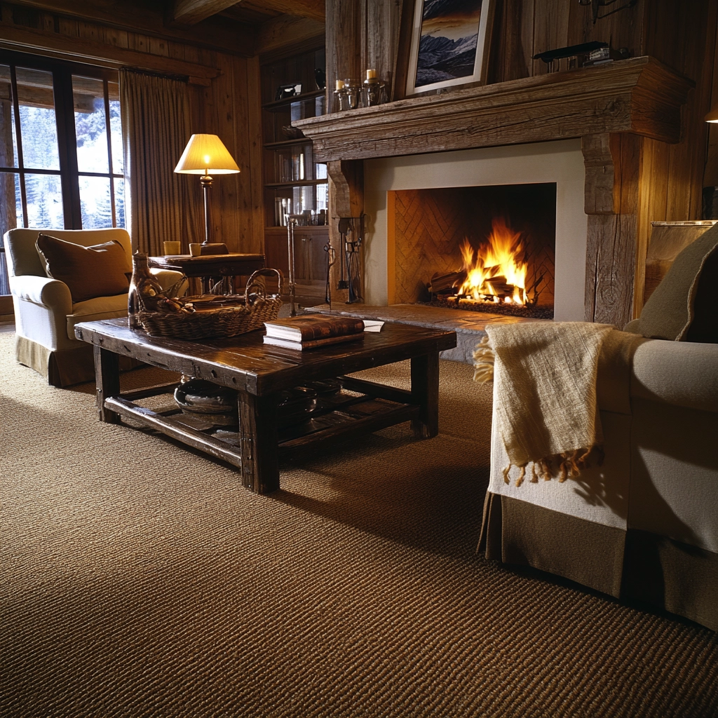 living room with carpet floors 76