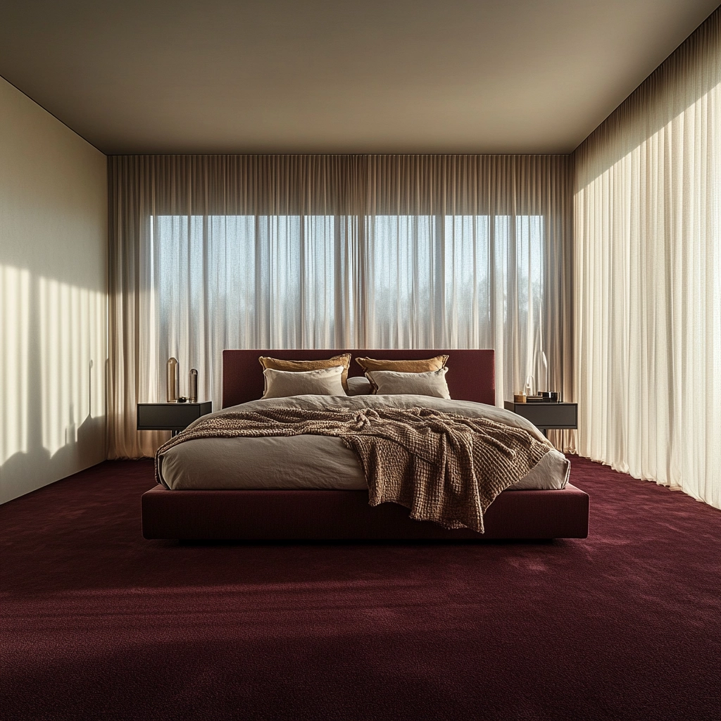 maroon carpet bedroom 1