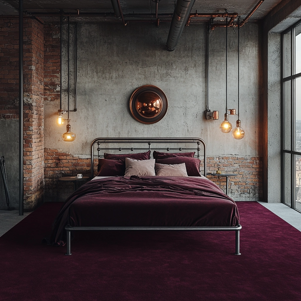 maroon carpet bedroom 15