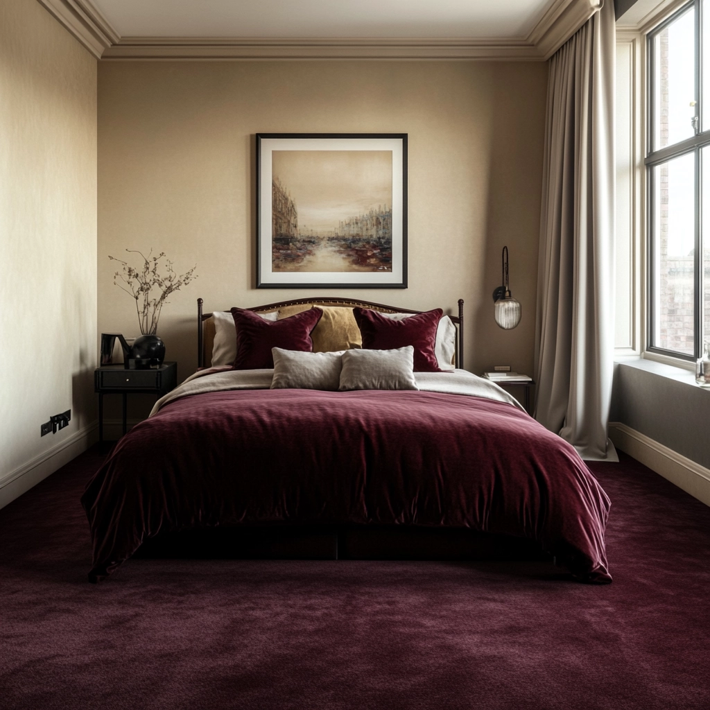 maroon carpet bedroom 46
