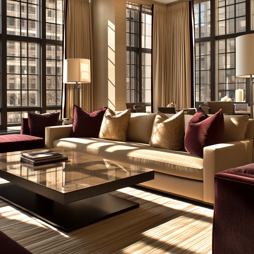 maroon carpet living room 2