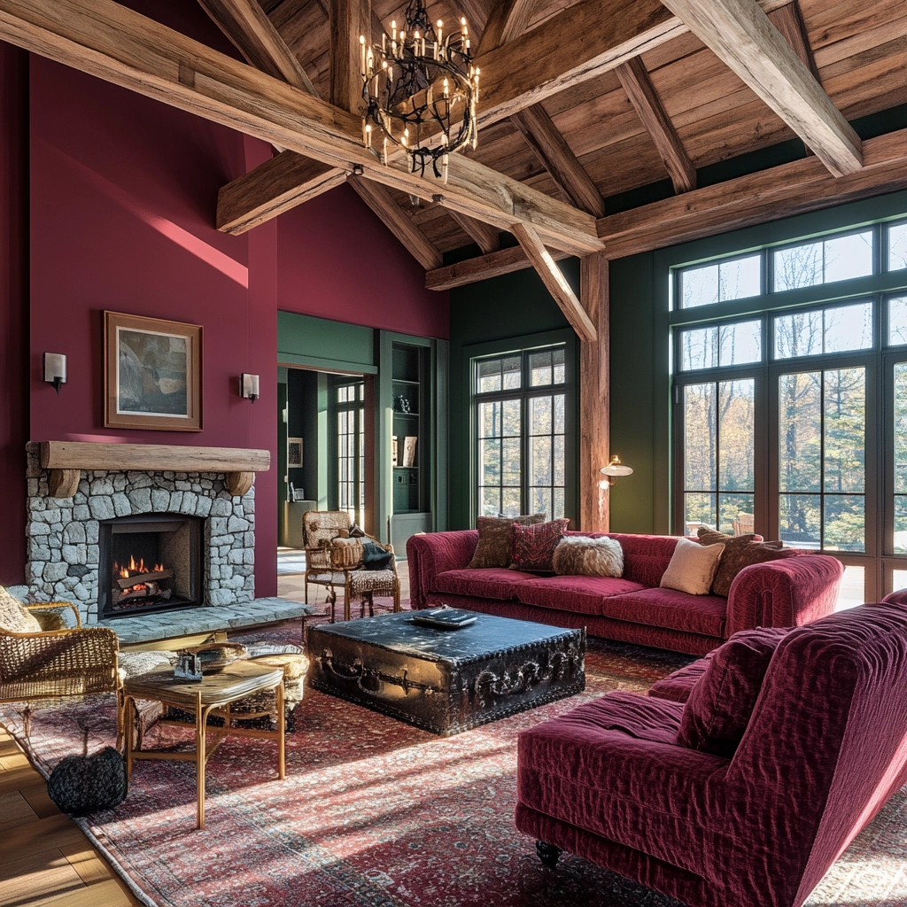 maroon carpet living room 25