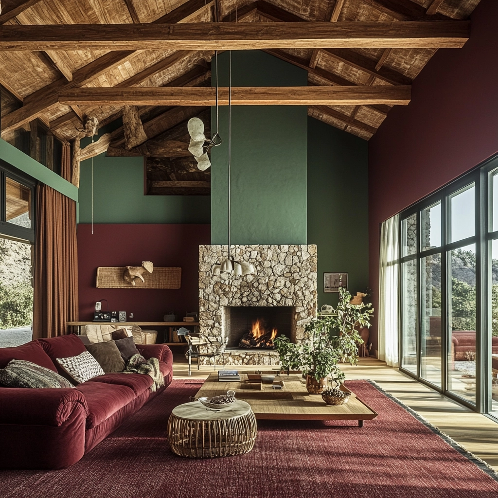 maroon carpet living room 27