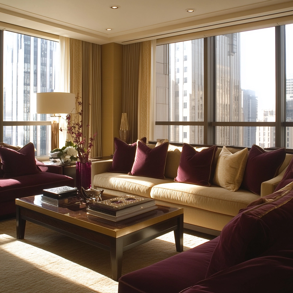 maroon carpet living room 3
