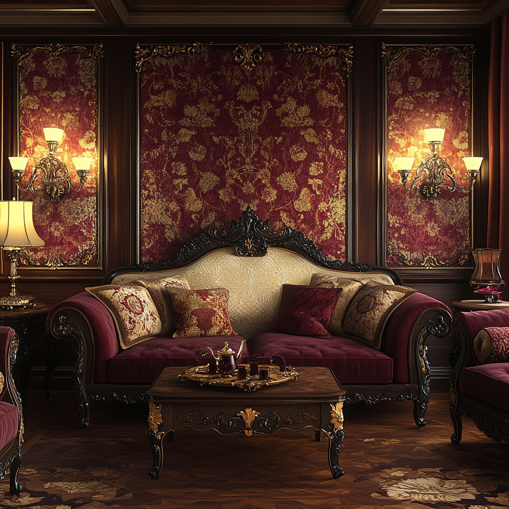 maroon carpet living room 34