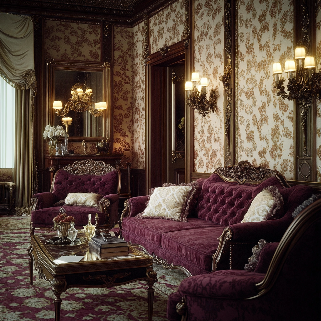 maroon carpet living room 35