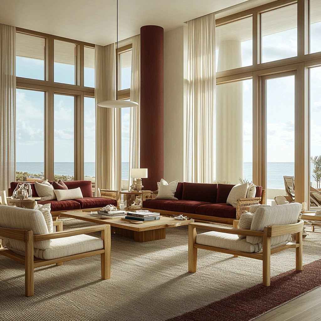 maroon carpet living room 37