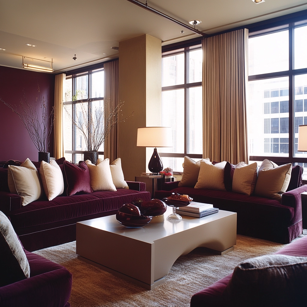 maroon carpet living room 4
