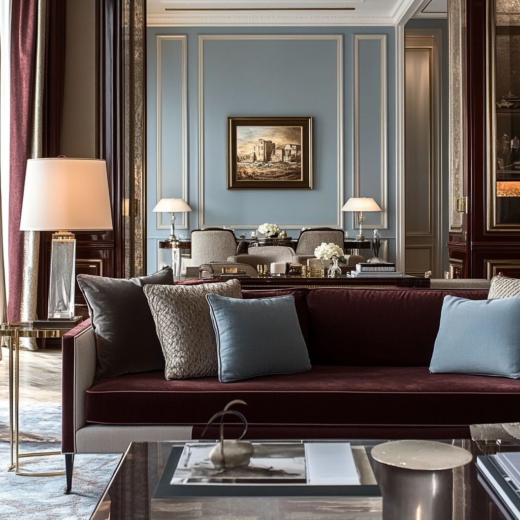 maroon carpet living room 42