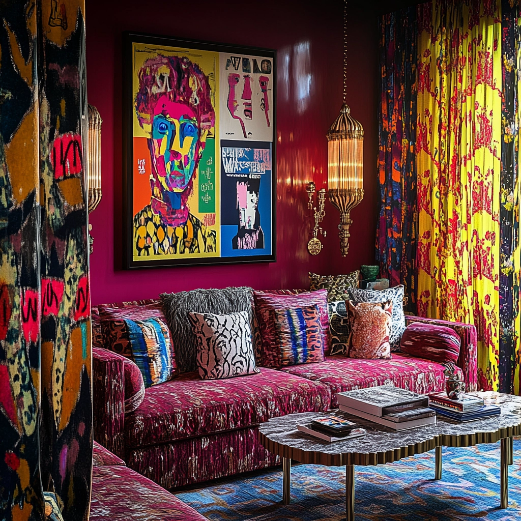 maroon carpet living room 46