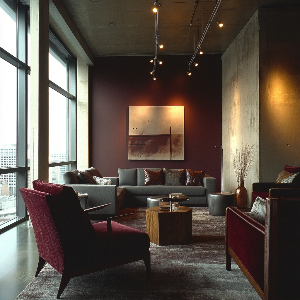 maroon carpet living room 58