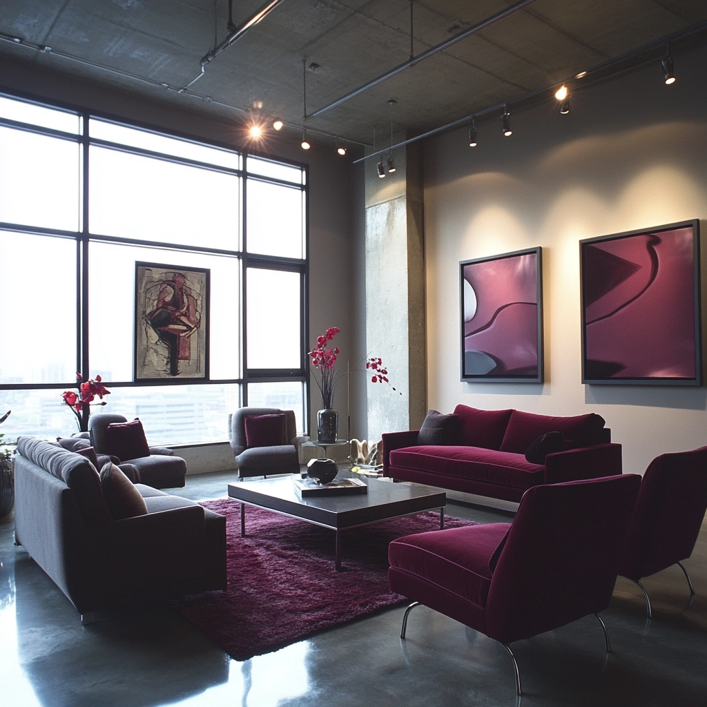 maroon carpet living room 59