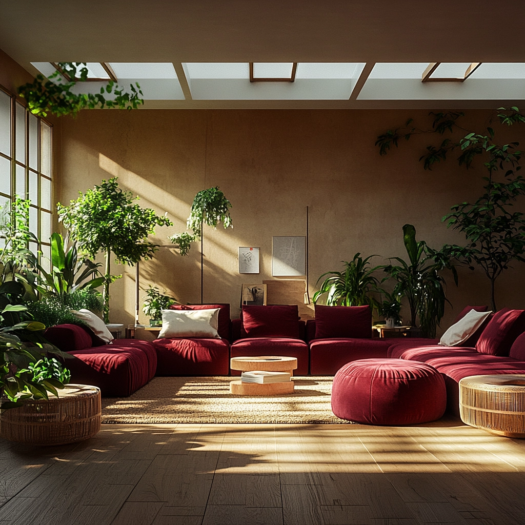 maroon carpet living room 69