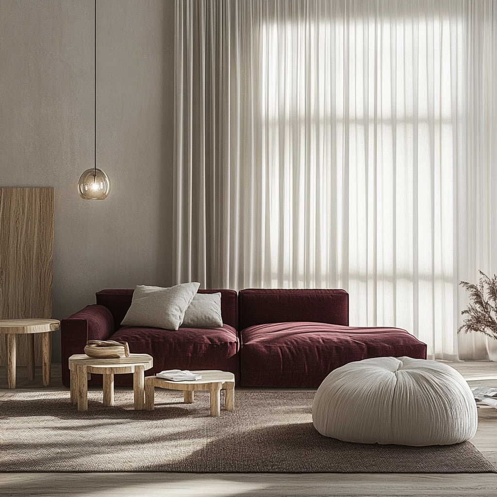 maroon carpet living room 7