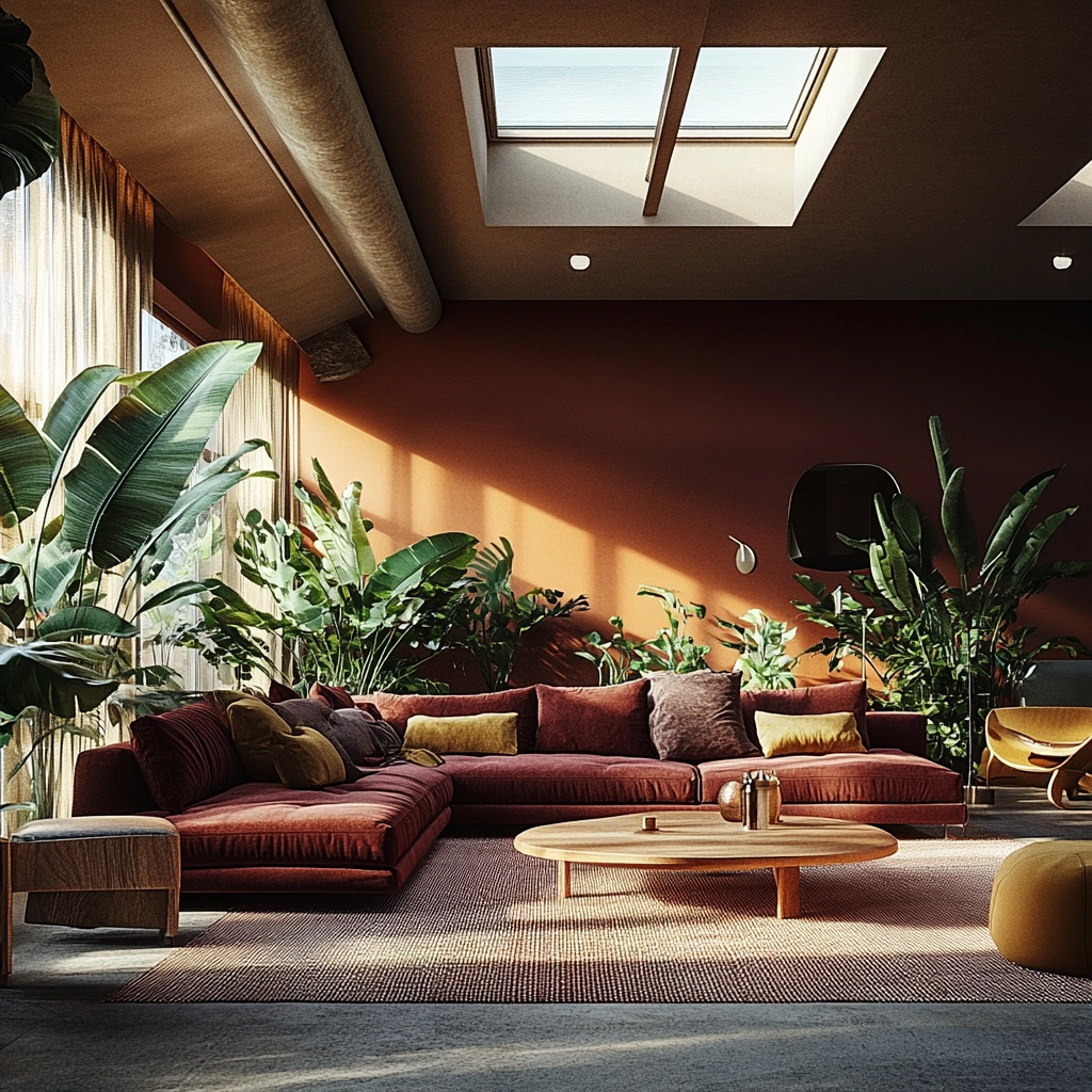 maroon carpet living room 70