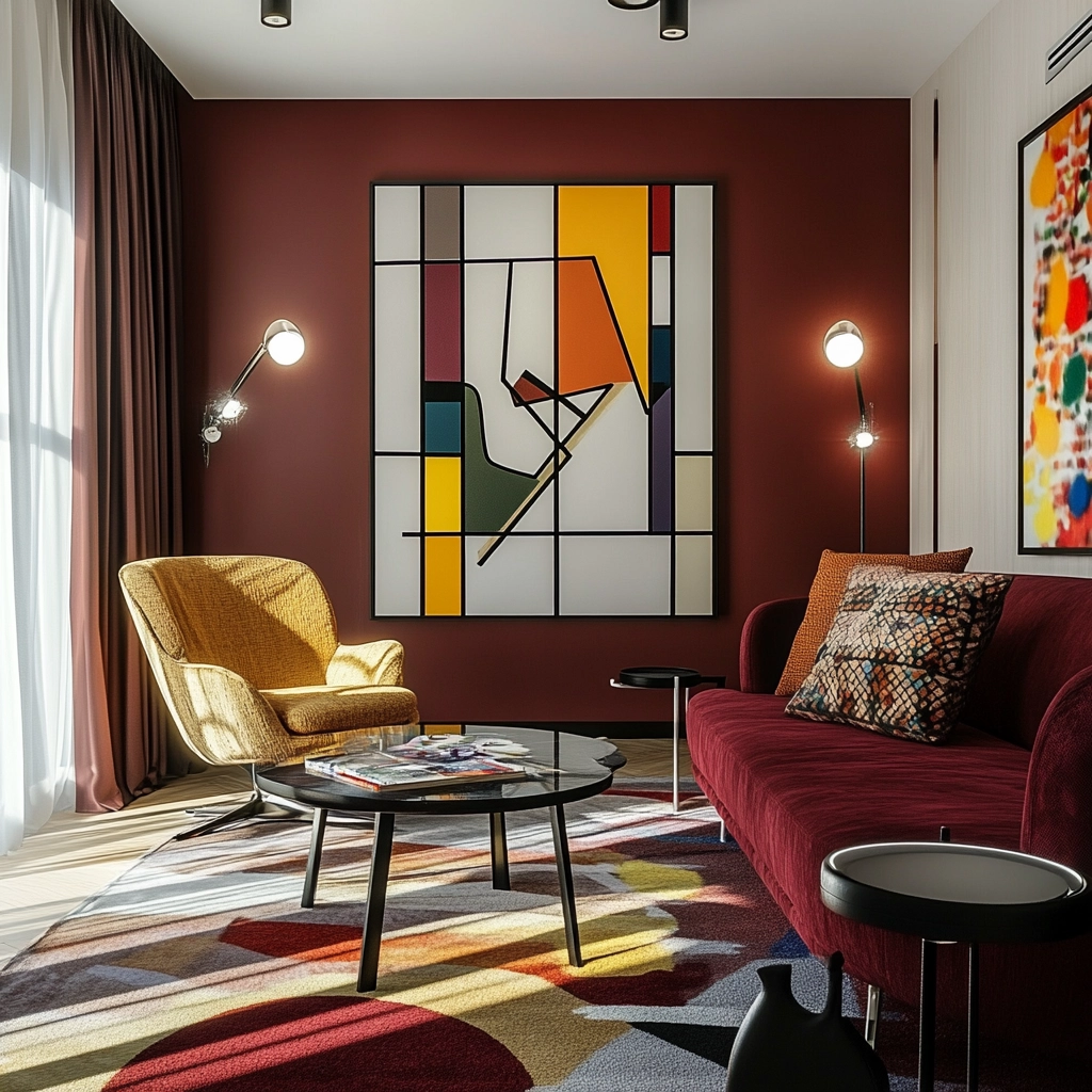 maroon carpet living room 73
