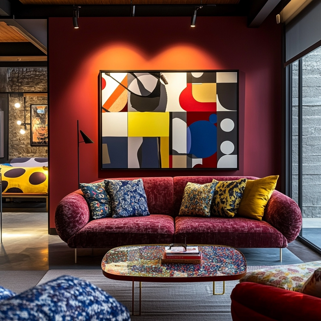 maroon carpet living room 74