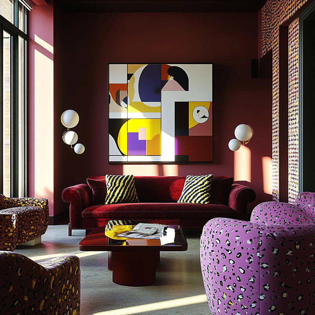 maroon carpet living room 75