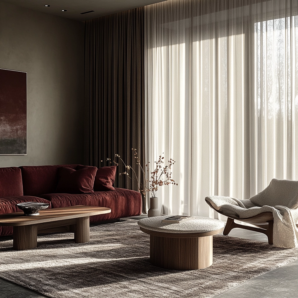 maroon carpet living room 8