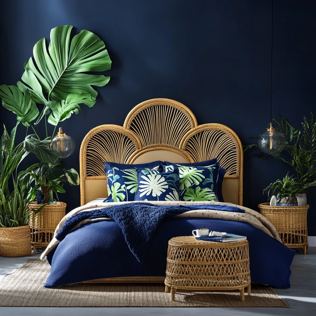 navy blue and beige bedroom 37