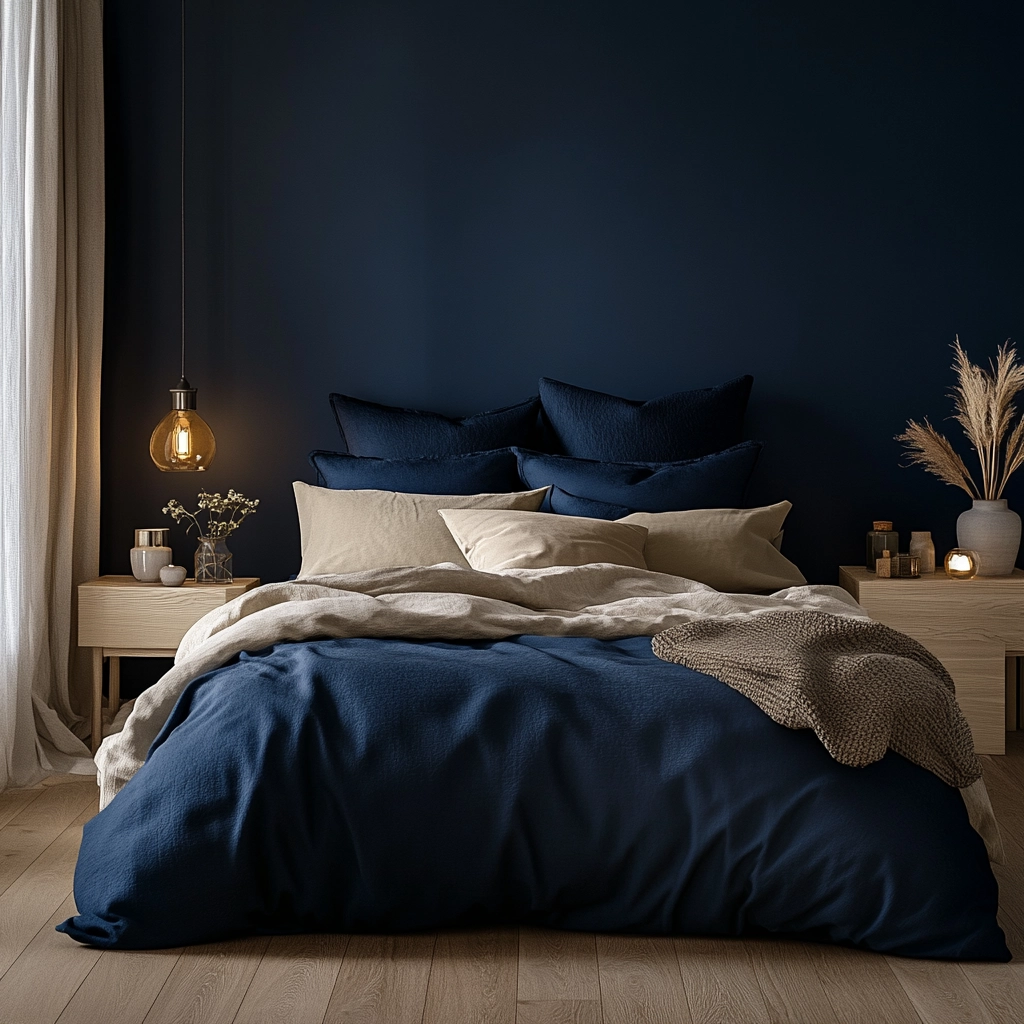 navy blue and beige bedroom 5