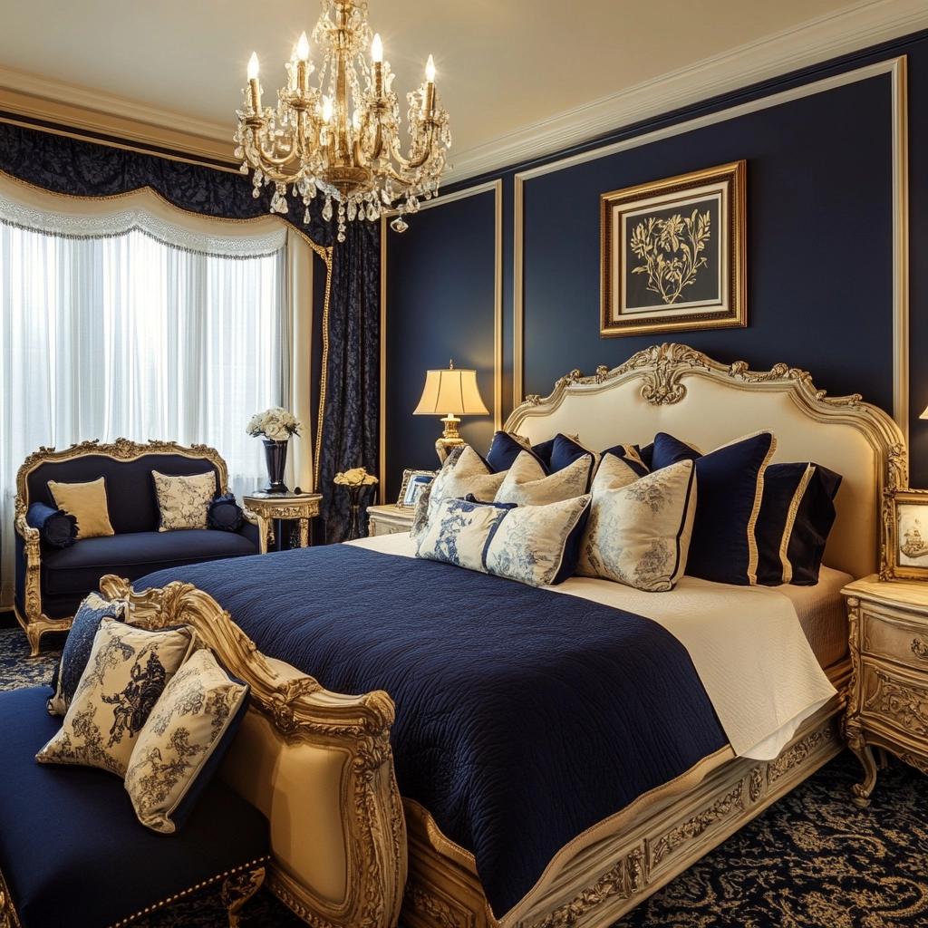 navy blue and beige bedroom 50