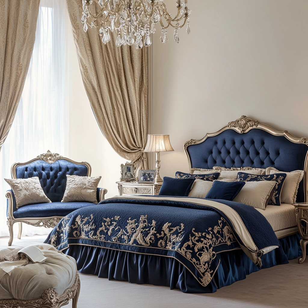 navy blue and beige bedroom 52