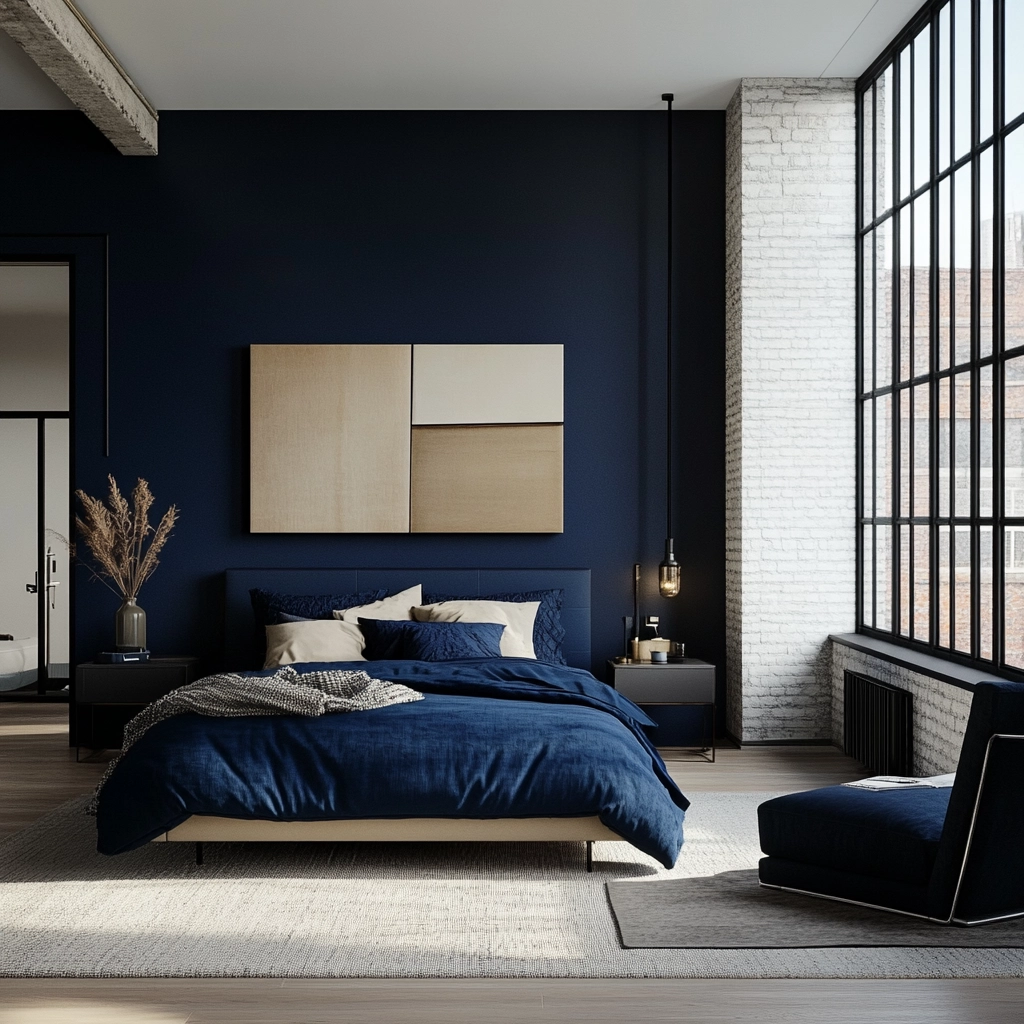 navy blue and beige bedroom 54