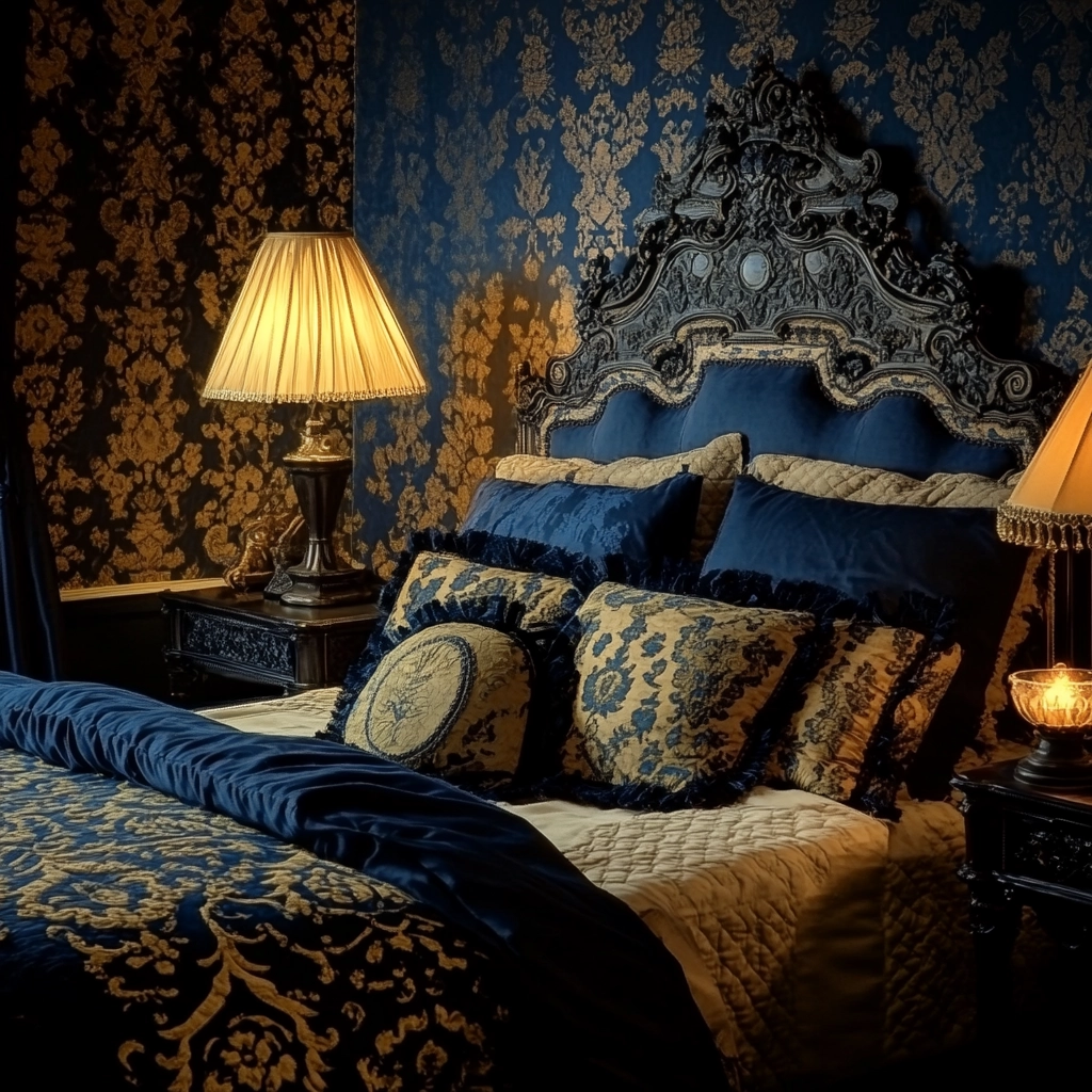 navy blue and beige bedroom 58