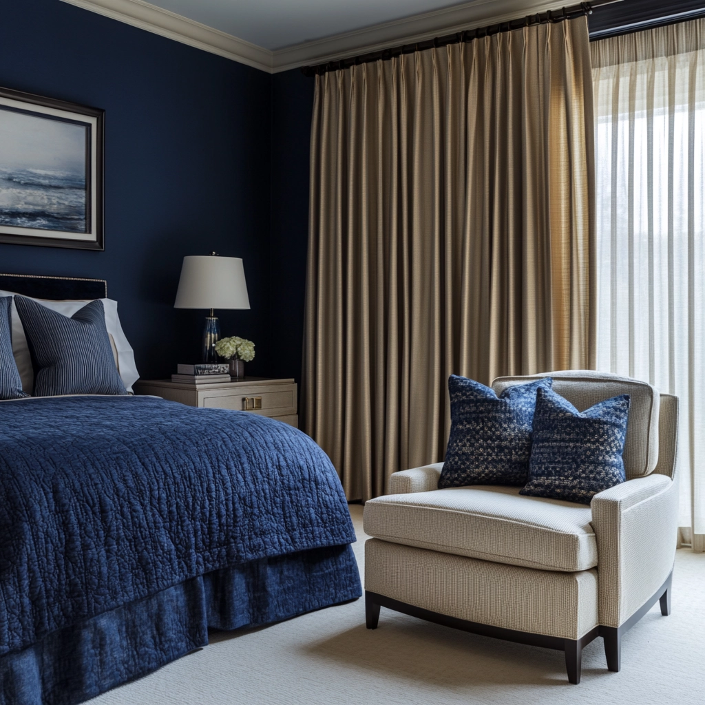 navy blue and beige bedroom 63