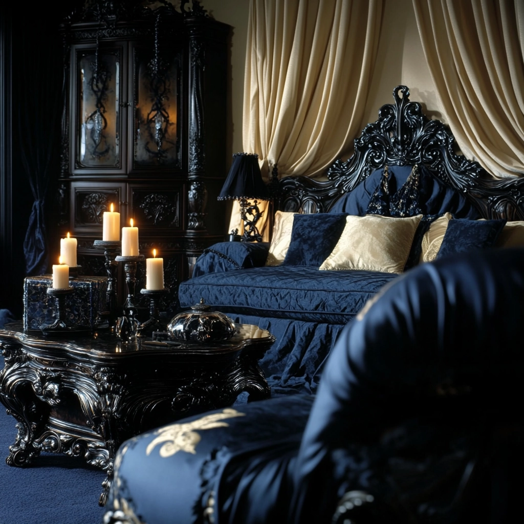navy blue and beige bedroom 68