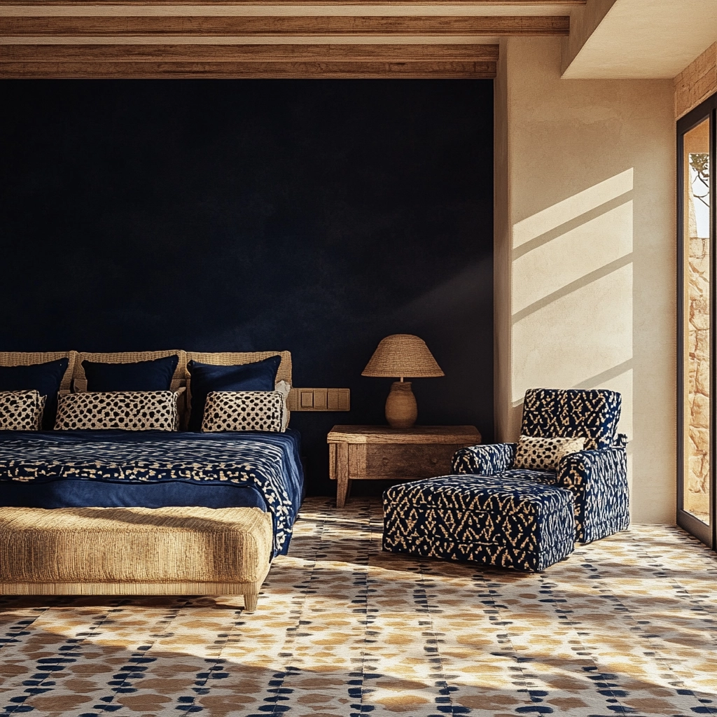 navy blue and beige bedroom 69