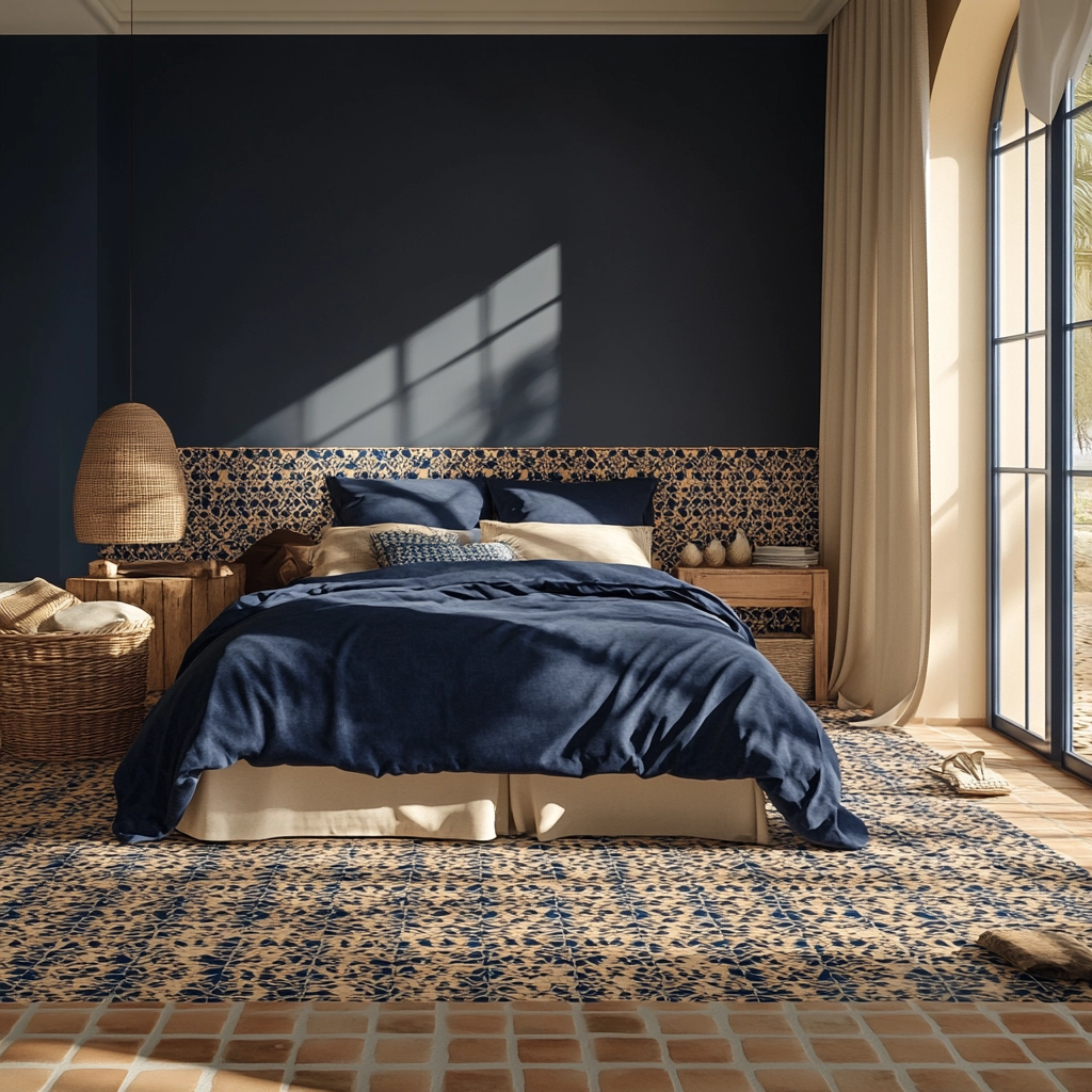 navy blue and beige bedroom 71