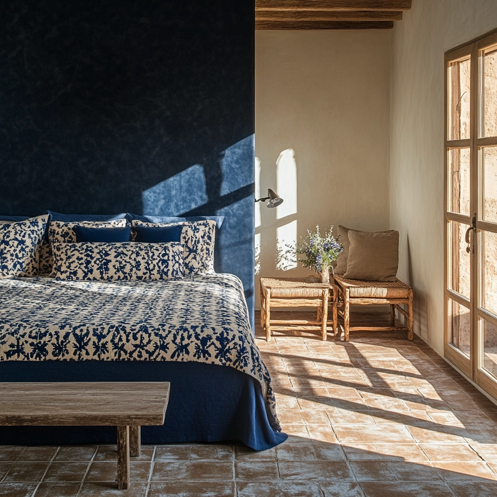 navy blue and beige bedroom 72